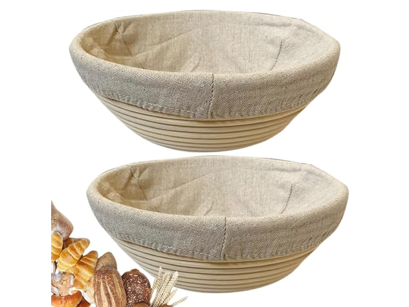 Conjunto de 2 Cestas de Fermentação de Pão Redondas de 9 Polegadas