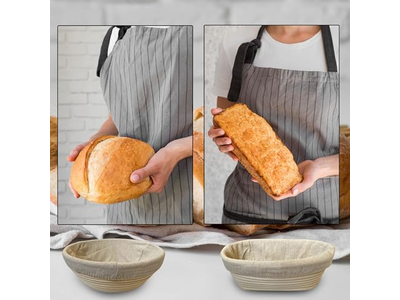 Conjunto de 2 Cestas de Fermentação de Pão Redondas de 9 Polegadas