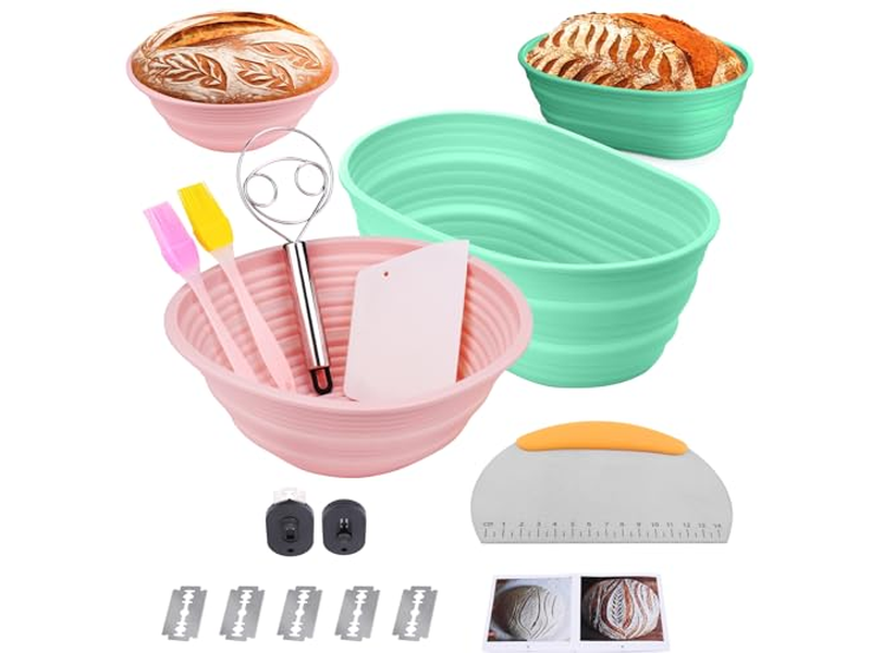 Cesta de Fermentação de Plástico e Rattan Conjunto de Pão Iniciador de Fermentação Azul