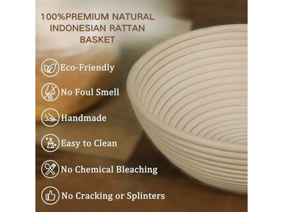 Cestas de Pão de Rattan Banneton Tigela de Fermentação Benetton 23 cm